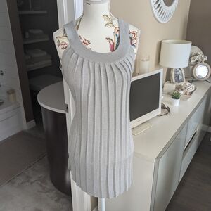 Elegant Gray Sparkle Sleeveless Blouse